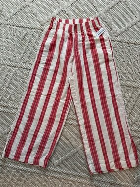 Old Navy Red and White Wide-Leg Striped Pants